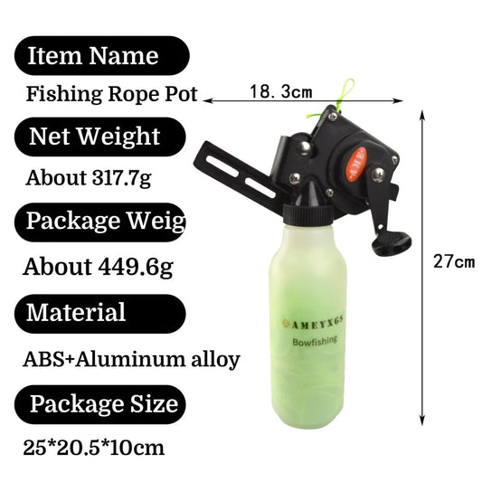 Archery Fishing Reel Rope Pot Fishing Tackle ABS Aluminum Alloy Pot 40m Fishing Line for Compound Bow Shooting Hunting Tool