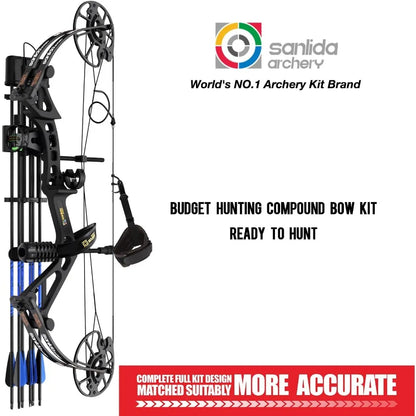 Sanlida Dragon X7 Ready to Hunt Compound Bow Package for Adults Archery Compound Bow and Arrow Set 0-70 Lbs Draw Weight No Bow