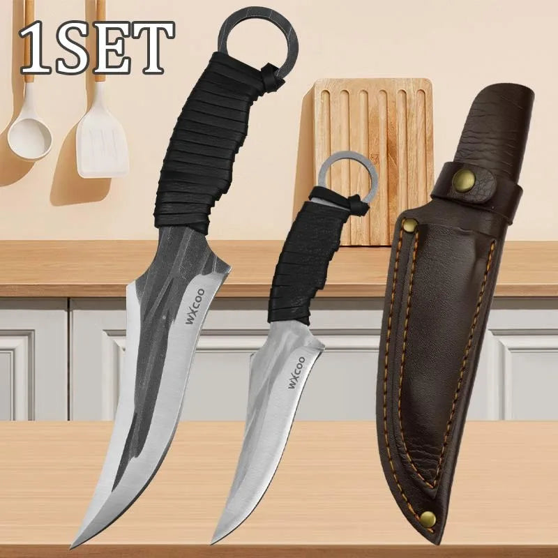 1SET Cooking Utensil Set Multifunction Stainless Steel Sharp Chef Boning Knife Nonstick Ergonomic Handle Gifts for Men