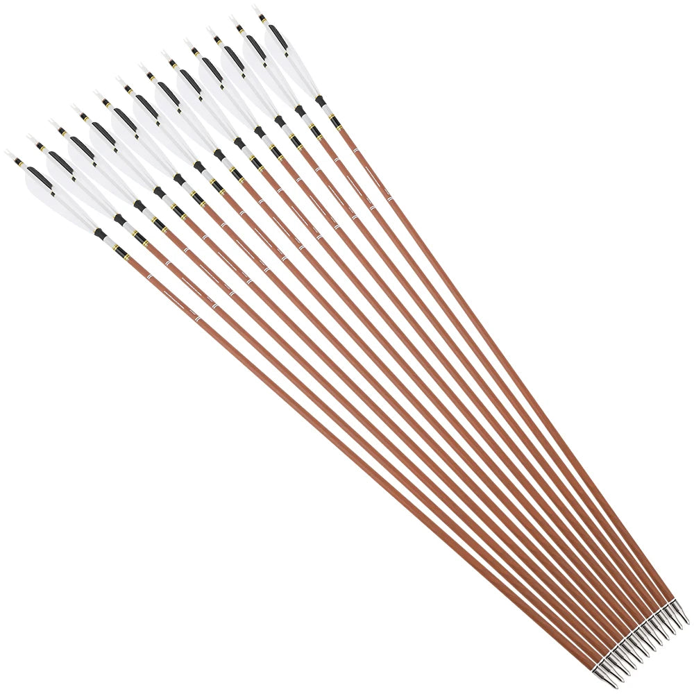 Archery Pure Carbon Arrows 31inch Arrow Shaft 100 Grain Broadhead 5 Inch Turkey Feather Spine 340-600 Bow Archery Shooting 12pcs