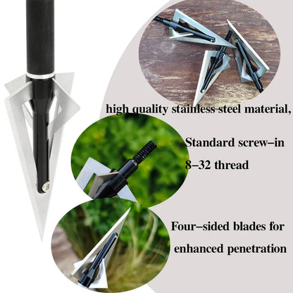 Archery Aluminum + Steel 12pcs Blade 120grain Tips Durable Arrowhead Screw-in Broadheads Hunting for Bow Target DIY Arrow Shaft
