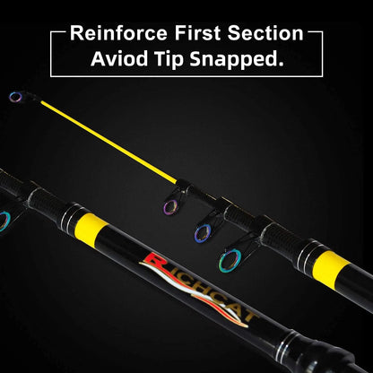 Telescopic Fishing Rod and Reel Combo Kit for Adults - Medium Heavy Action, 22lb Pre-Spooled Line with Spinning Reel, Travel Sal