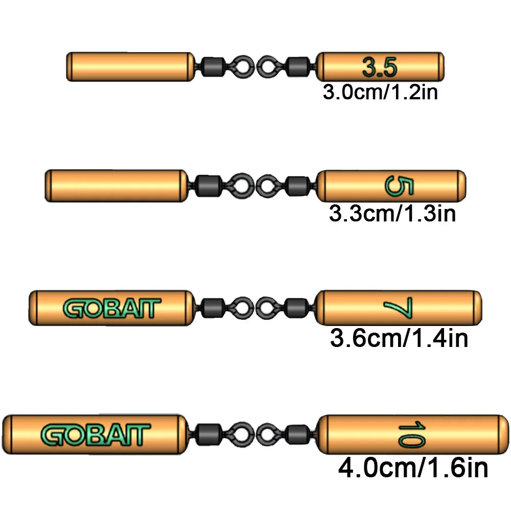 GOBAIT Fishing Sinker 3.5g 5g 7g 10g Weight 10PCS Slender Quick Rod Plumb Pendant Gear Swivel Metal Jig Pesca Tackle Cast Tool