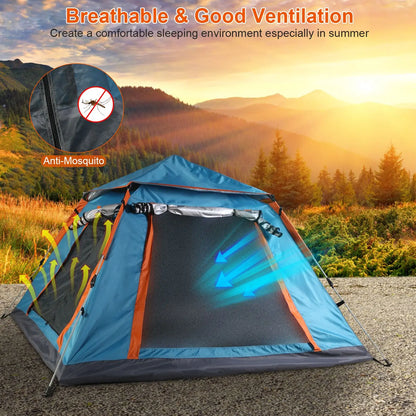 4-5 Person Portable Instant Tent, Waterproof Windproof with Double Mosquito Screens for Outdoor