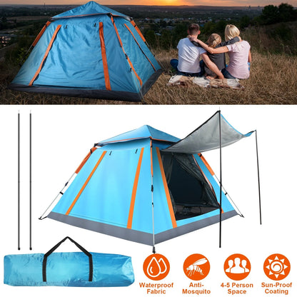 4-5 Person Portable Instant Tent, Waterproof Windproof with Double Mosquito Screens for Outdoor