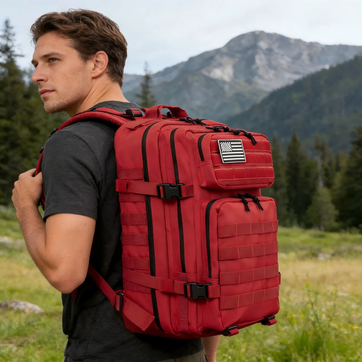 45L Tactical Fishing Backpack Large 3 Day Outdoor Rucksack Hiking Camping Hunting Gear Bag Travel Pack for Outdoor Sport