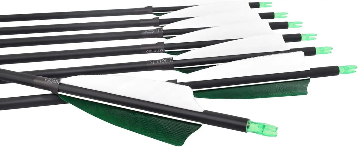 YLS 500 Spine Arrows 30 In Carbon Arrows 4" Turkey Feather Archery Target Practice Hunting Arrows with for Recurve Bow Long Bow