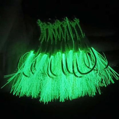 10 Pairs/Bag Double Barbed Assist Hooks, Glow Jig Lure Hooks High Carbon Steel Fishing Accessories, Slow Jigging Hooks Pesca
