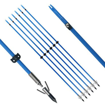 34inch Bowfishing Arrows Solid Fiberglass Shaft with Broadhead for Compound Bow and Recurve Bow Fishing Arrow Archery and Hunti