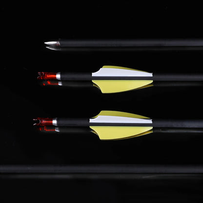 Archery Mixed Carbon Arrows 12pcs SP1000 1.75" Rubber Vane ID4.2mm Shaft for Recurve Compound Bow Hunting Shooting Sports