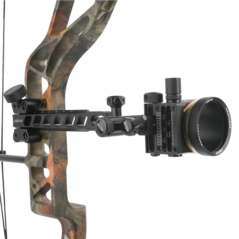 Archery Adjustable 0.019'' Fiber Optic 5Pin Bow Sight Alloy Right Hand Compound Bow Hunting Target Shooting Practice Outdoor Acc