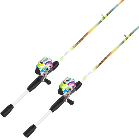 Spincast Reel Fishing Rod Combos,56 2Piece Fiberglass Rods with EVA Handle, Quickset AntiReverse Fishing Reels1Pack 2Pack