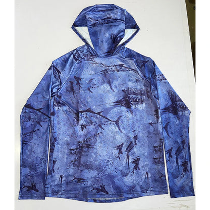Fishing Hoodie Shirt Sailing Breathable Mask Neck Men Sun Protection Hunting Jersey Camisa De Pesca Fish Gear Beach Tops Wear