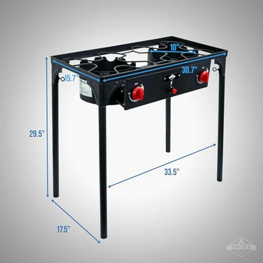 Hike Crew Auto Ignition 3-Burner Outdoor Gas Stove 225000 BTU Portable Propane-Powered Cooktop with Blue Flame Control Removabl