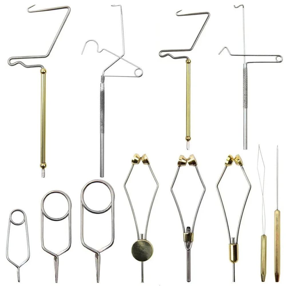 Fly Tying Tools Kit Fly Tying Vise Bobbin Thread Whip Finisher Knotter Bodkin Needle Hackle Plier Fly Fishing Starter Kit