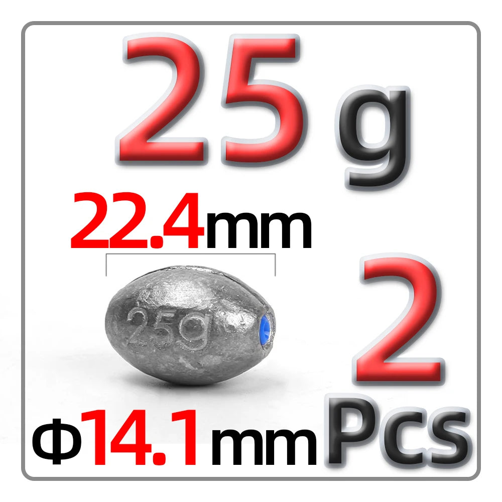 5g-60g Olive-Shaped Lead Pendant Fishing Lead Pendant Plastic Core Hollow Lead Pendant Fishing Accessories