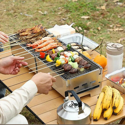Detachable Barbecue Grill Heating Stoves Portable Camping BBQ Grill Rack Net Firewood Stove Stainless steel Cooking BBQ Grill