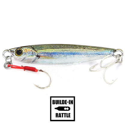 B&U Rattle Jig Sea Fishing Lures Metal Jig 40g 60g 80g Long Casting Spinning Artificial Bait with Hook Spoon Tackle