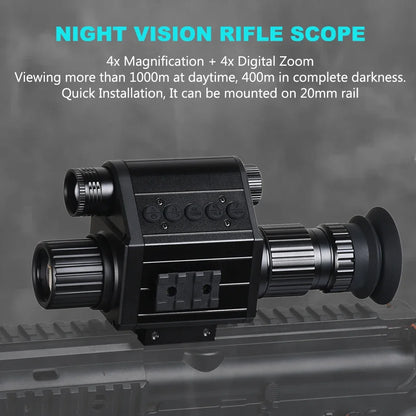 Megaorei Digital Night Vision Monocular HD 1080P Infrared Night Vision Scope1X-4X Hunting Riflescope with Camera 940nm IR