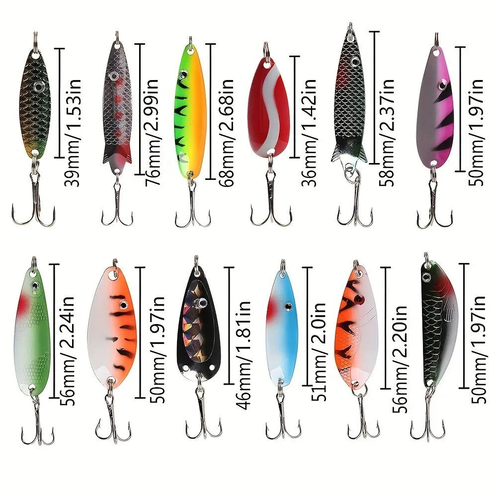 30pcs Fishing Lures Set Spinners Spoons Crankbaits Bass Metal Jigs