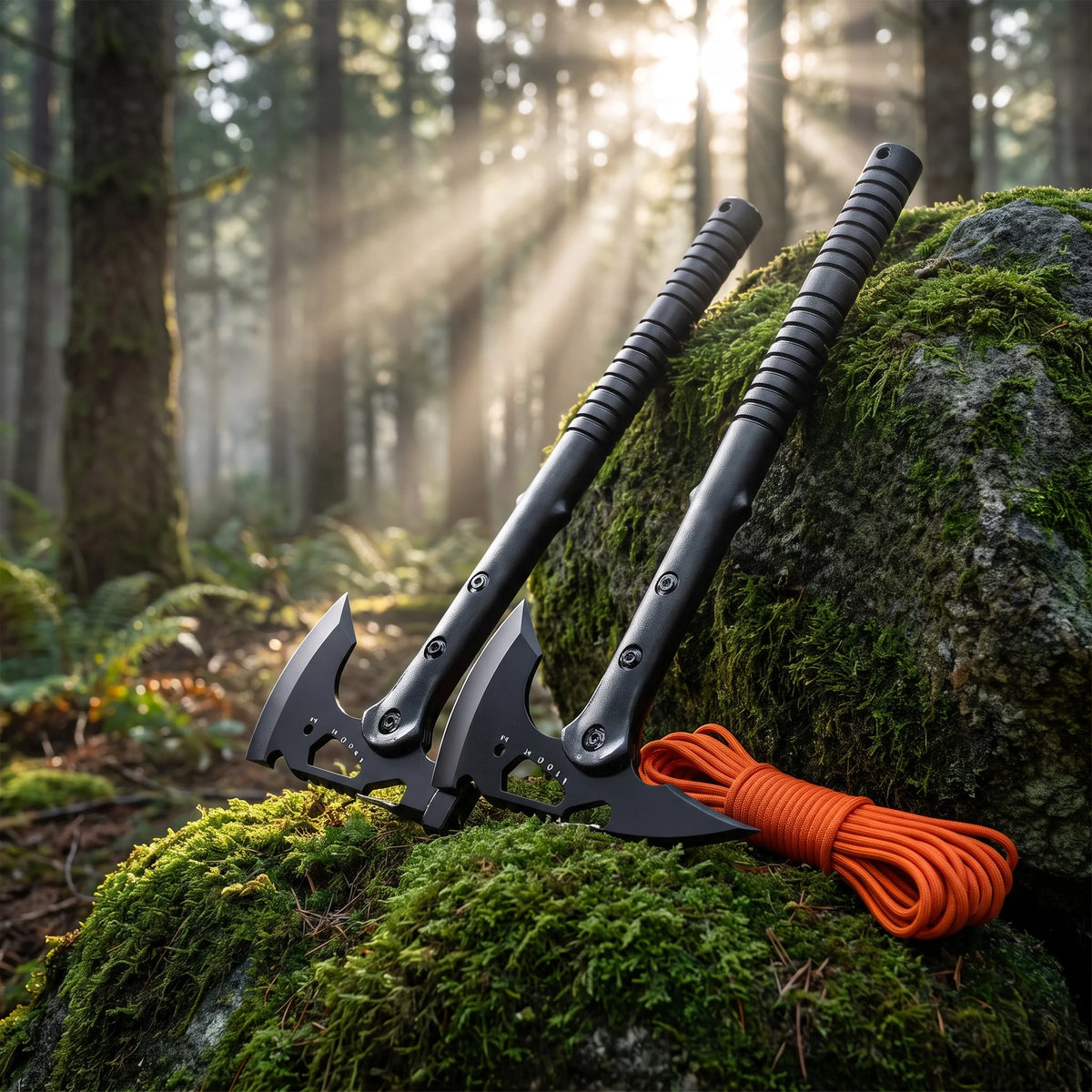 Multifunctional Outdoor Camping Utility Axe Non-slip Ribbed Handle Triple Rivet Reinforced With Bottle Opener Hex Wrench Emergency Hammer Portable Survival Gear For Camping Hiking Backpacking