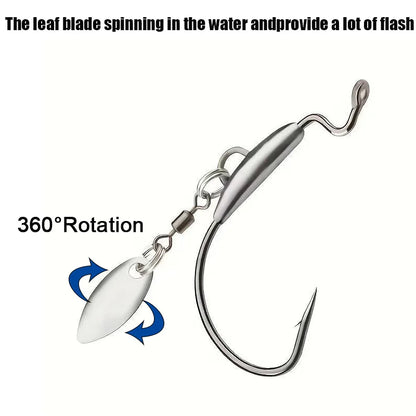 25Pcs Underspin Weighted Swimbait Hooks With Spinner Blades Bass Trout Worm Fishing Hooks Saltwater Freshwater