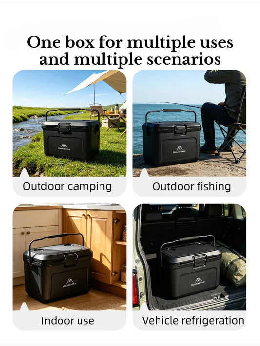 MOUNTAINHIKER Camping Ice Box 25L Portable Large Capacity Car Refrigerator Food Barbecue Cold Storage Outdoor Beach Fishing BBQ