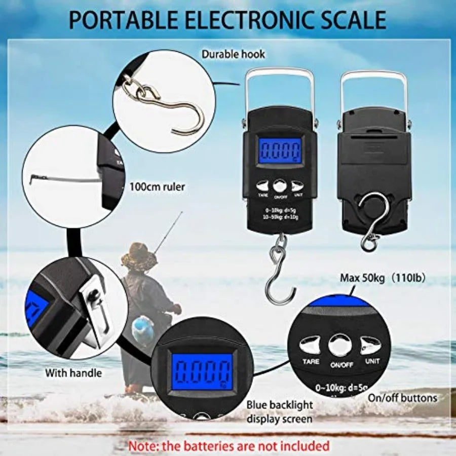 Fishs Hook Remover Tools Kit Include 1 Pcs Handheld Digital Fish Scale and Fishing Hook Remover Tool and Fish Lip Gripper and F