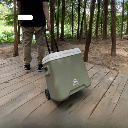 Portable PU Thermal Insulation Box Refrigerator 24L with Pull Rod for Outdoor Camping Fishing Stall Selling Wheel Mobile Ice Box