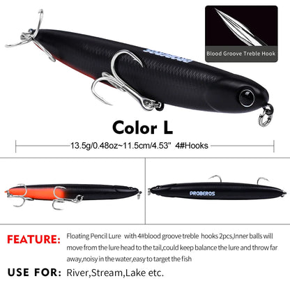 13.5G Pencil Bionic Luya Bait, Luya Bait Plastic Bait 11.5cm Bait Fishing Tackle Spot DW453