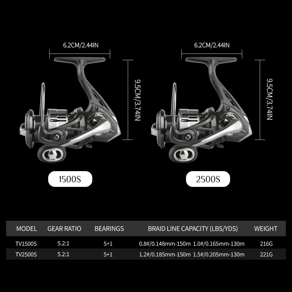 ROOBLINOS TV Spinning Fishing Reel Shallow Spool Small Game Lure Fishing Reel