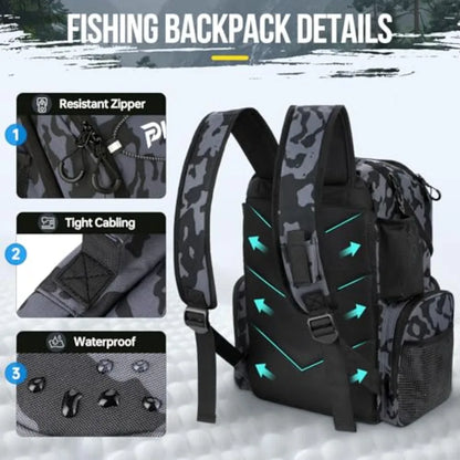 Cooler Fishing Backpack with Rod Holders 45L Large Water-resistant Fishing Tackle bag Store Fishing Gear Fishing Gifts for Men