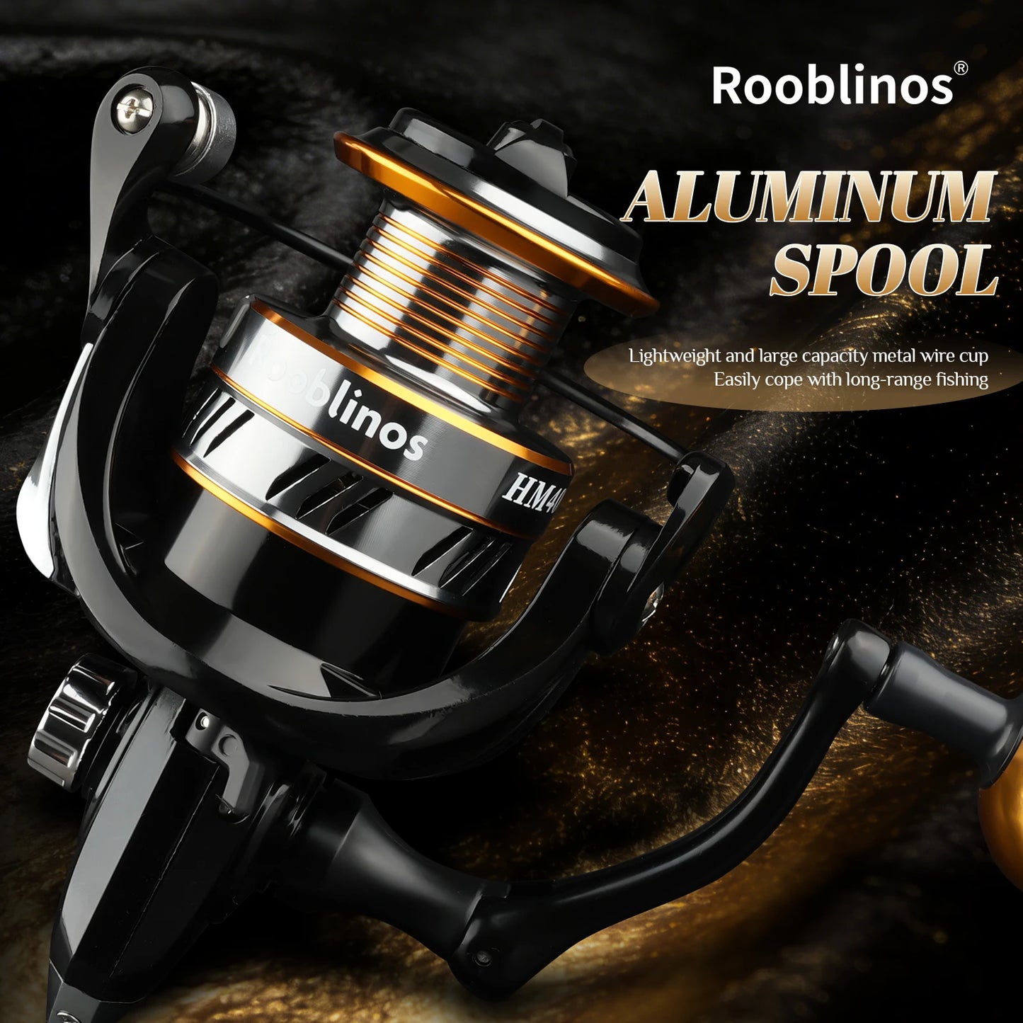 Rooblinos HM Spinning Reel 12BB Metal Spool 5.2:1 Gear Ratio Carp Fishing Wheel Saltwater Freshwater Lure Tackle