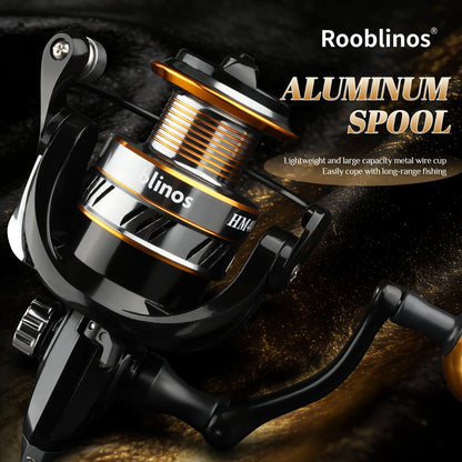 Rooblinos HM Spinning Reel 12BB Metal Spool 5.2:1 Gear Ratio Carp Fishing Wheel Saltwater Freshwater Lure Tackle