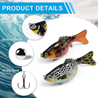 3Pcs Multi‑Joint Swimbait Hard Fishing Lure 2 Styles Segmented Bionic Fish Bait With Treble Hooks Freshwater Bass Pike Fishing Tackle