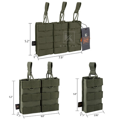 KRYDEX Tactical Magazine Pouch Single/Double/Triple Open-Top MOLLE Strap Holder Mag Pouch for 5.56mm M4 M16 Hunting Accessories
