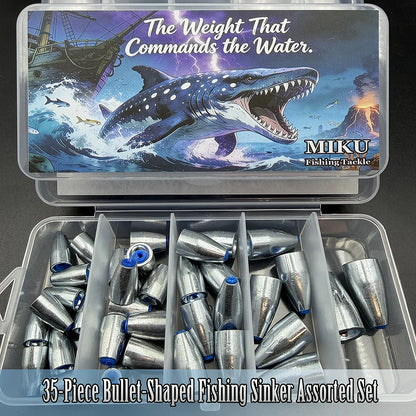 35 pieces per box of various fishing weight sets, steel fishing accessories, freshwater and saltwater bass accessories