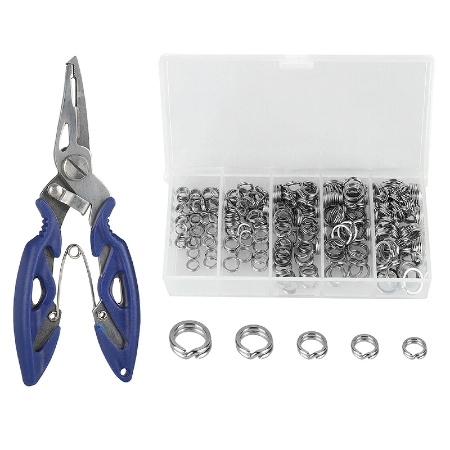 200Pcs Fishing Split Rings Set 5 Size Stainless Steel O Rings Fishing Lure Jig Bait Swivels Connector For Carp Fishing Accessory