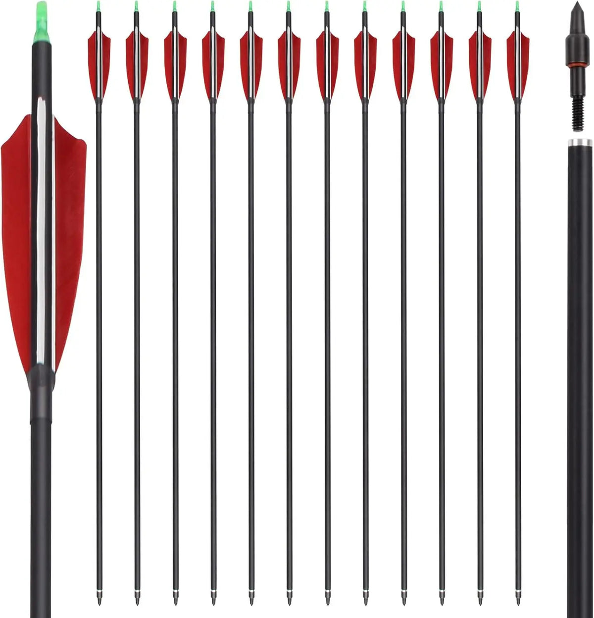 YLS 500 Spine Arrows 30 In Carbon Arrows 4" Turkey Feather Archery Target Practice Hunting Arrows with for Recurve Bow Long Bow
