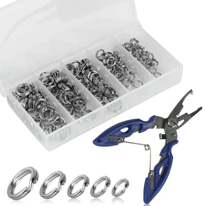 200Pcs Fishing Split Rings Set 5 Size Stainless Steel O Rings Fishing Lure Jig Bait Swivels Connector For Carp Fishing Accessory