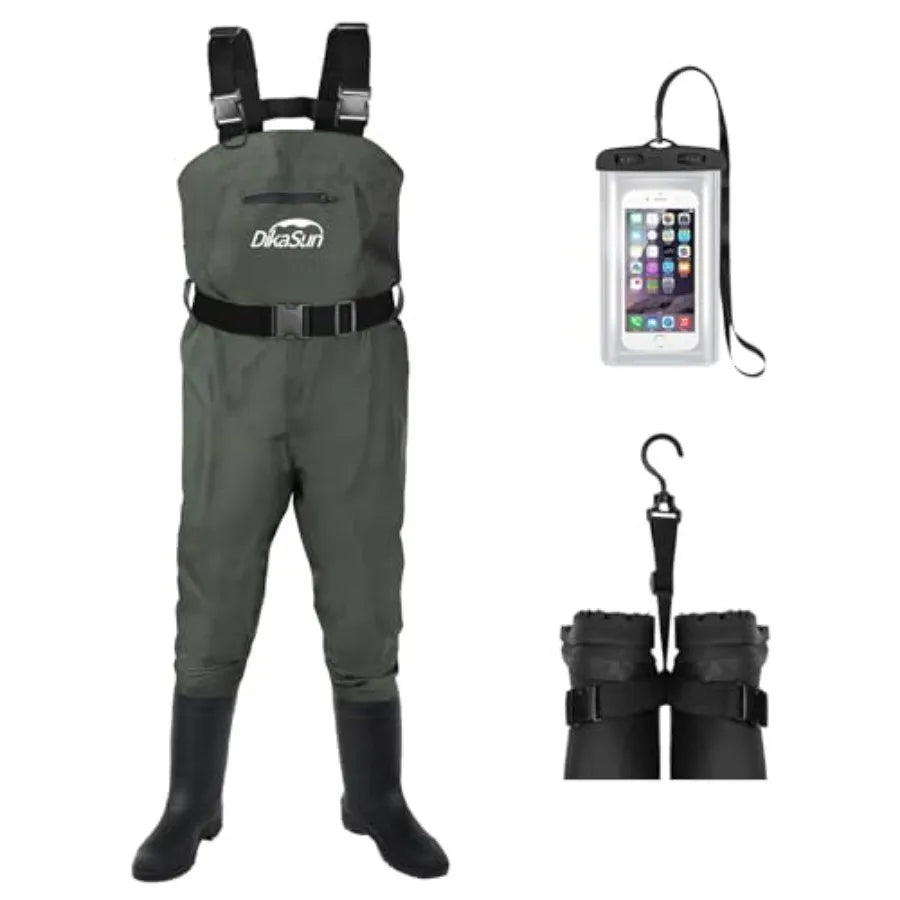 Fishing Waders for Men and Women, Waterproof 2-Ply Nylon/PVC Chest Wader with Boots for Outdoor, Sizes 4-13 Bootfoot