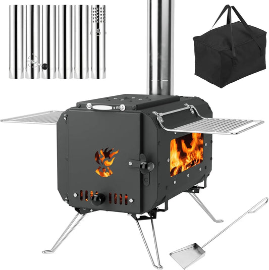 Outdoor Portable Wood Stove, Tent Stove,Wood Burning Stove for Camping,Cast Iron Wood Stove,Tent Heaters for Camping, Includes C