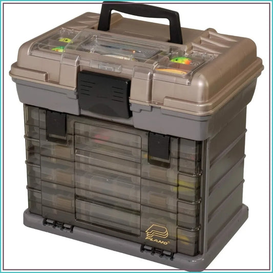 StowAway 4-By Rack System Tackle Box, Holds 4 3700 Utility Boxes, Quick-Access Top Storage with Clear Lid, Durable & Adaptable Fishing Box