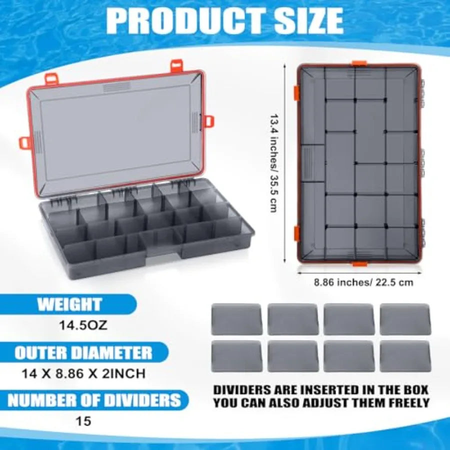 6 Pack Fishing Tackle Boxes Waterproof 3600 and 3700 Tackle Trays with Removable Dividers Plastic Lures Terminal Storage Organi