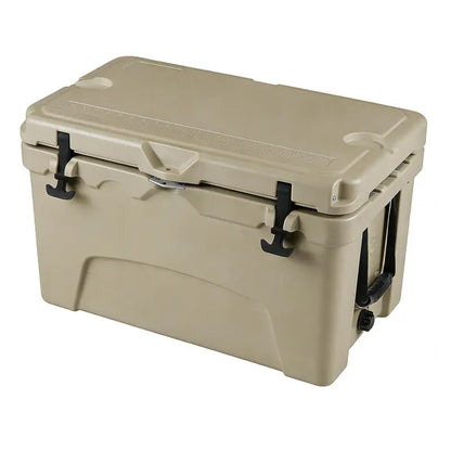 45 Quart Portable Hard Cooler Insulated Ice Chest Keeps Cool for up to 6 Days-Khaki