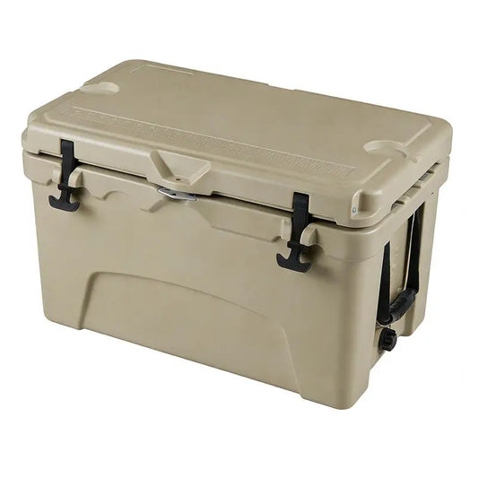 45 Quart Portable Hard Cooler Insulated Ice Chest Keeps Cool for up to 6 Days-Khaki