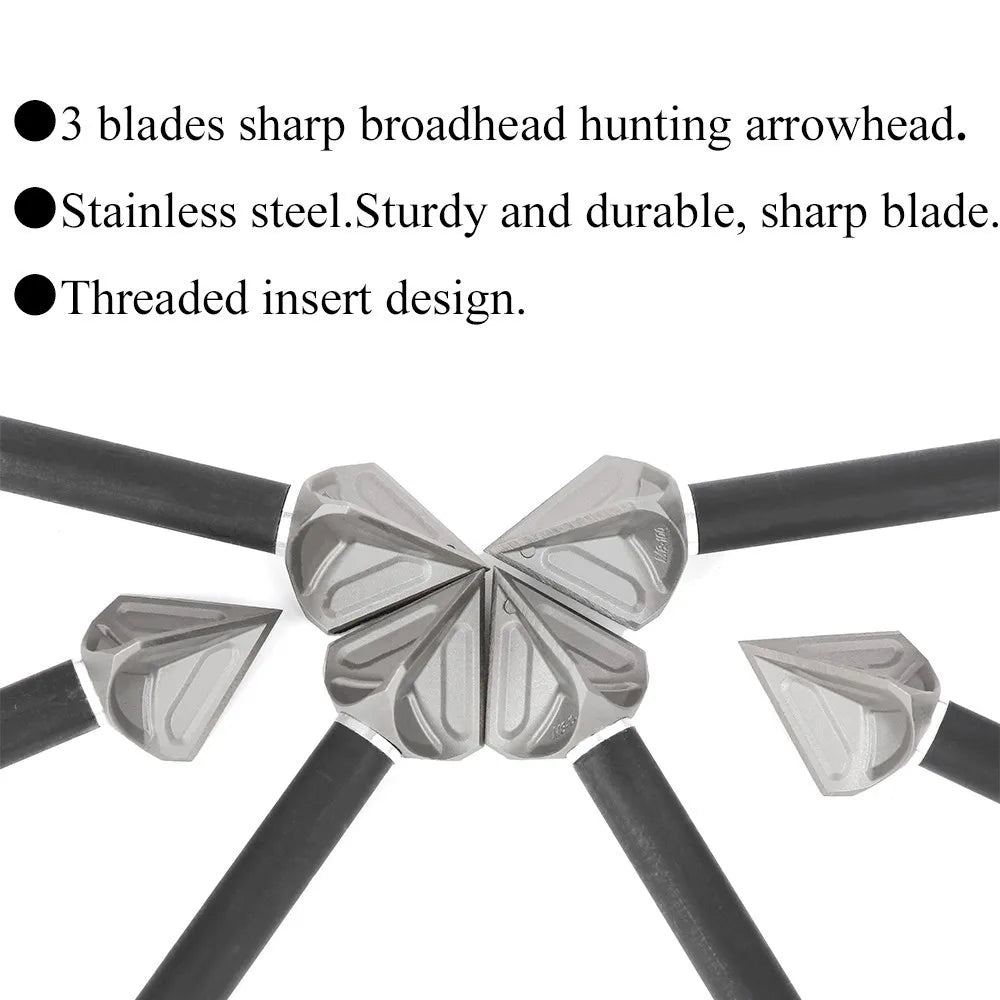6pcs Archery Broadhead 100gr Screw-in Arrow Tips Target Arrowhead Durable Stainless Steel Outdoor Bow Hunting Shooting Accessory