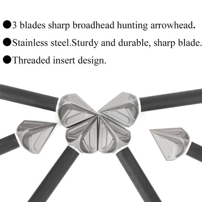 6pcs Archery Broadhead 100gr Screw-in Arrow Tips Target Arrowhead Durable Stainless Steel Outdoor Bow Hunting Shooting Accessory