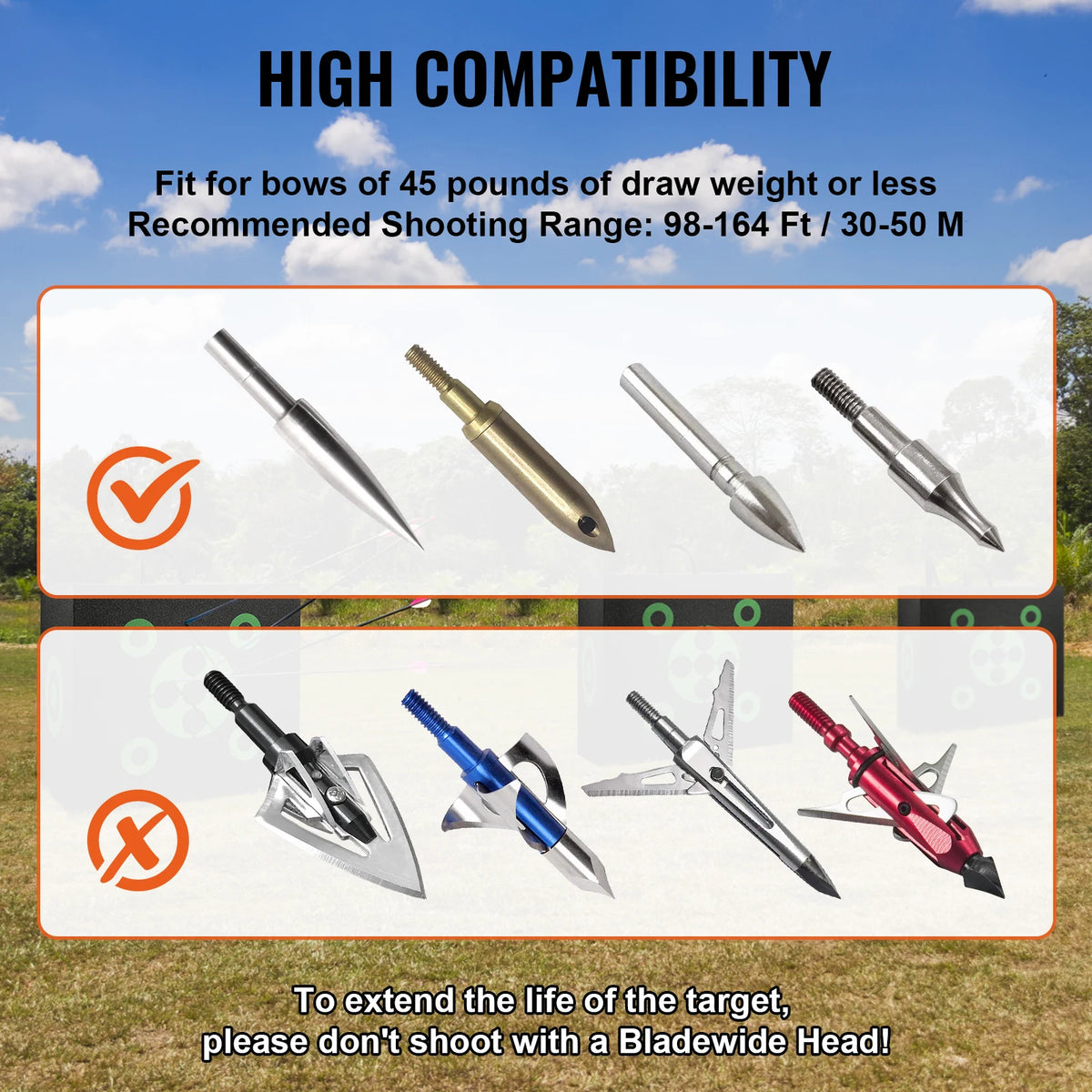 SucceBuy All-side Shotting  Outdoor Portable Archery Target with Carry Handle Easy Arrow Removal Visibility Easy to Transport