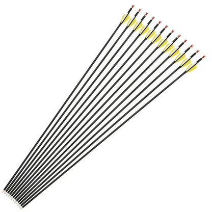 Archery Mixed Carbon Arrows 12pcs SP1000 1.75" Rubber Vane ID4.2mm Shaft for Recurve Compound Bow Hunting Shooting Sports